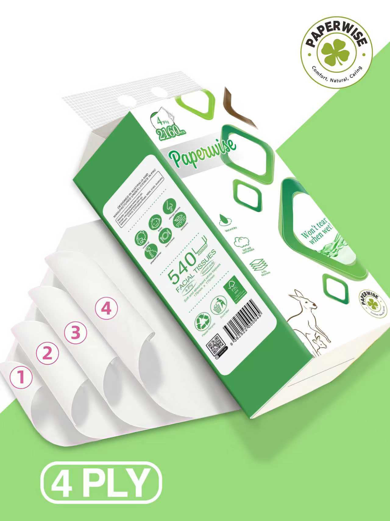 Soft 4-Ply Facial Tissues 2160/PCS