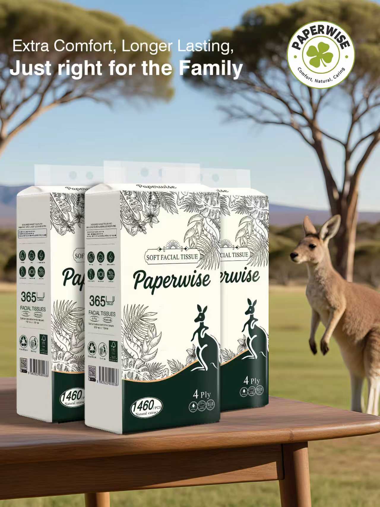 Soft 4-Ply Facial Tissues 1460/PCS