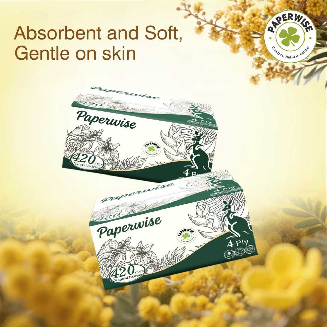 Soft 4-Ply Facial Tissues 420/PCS